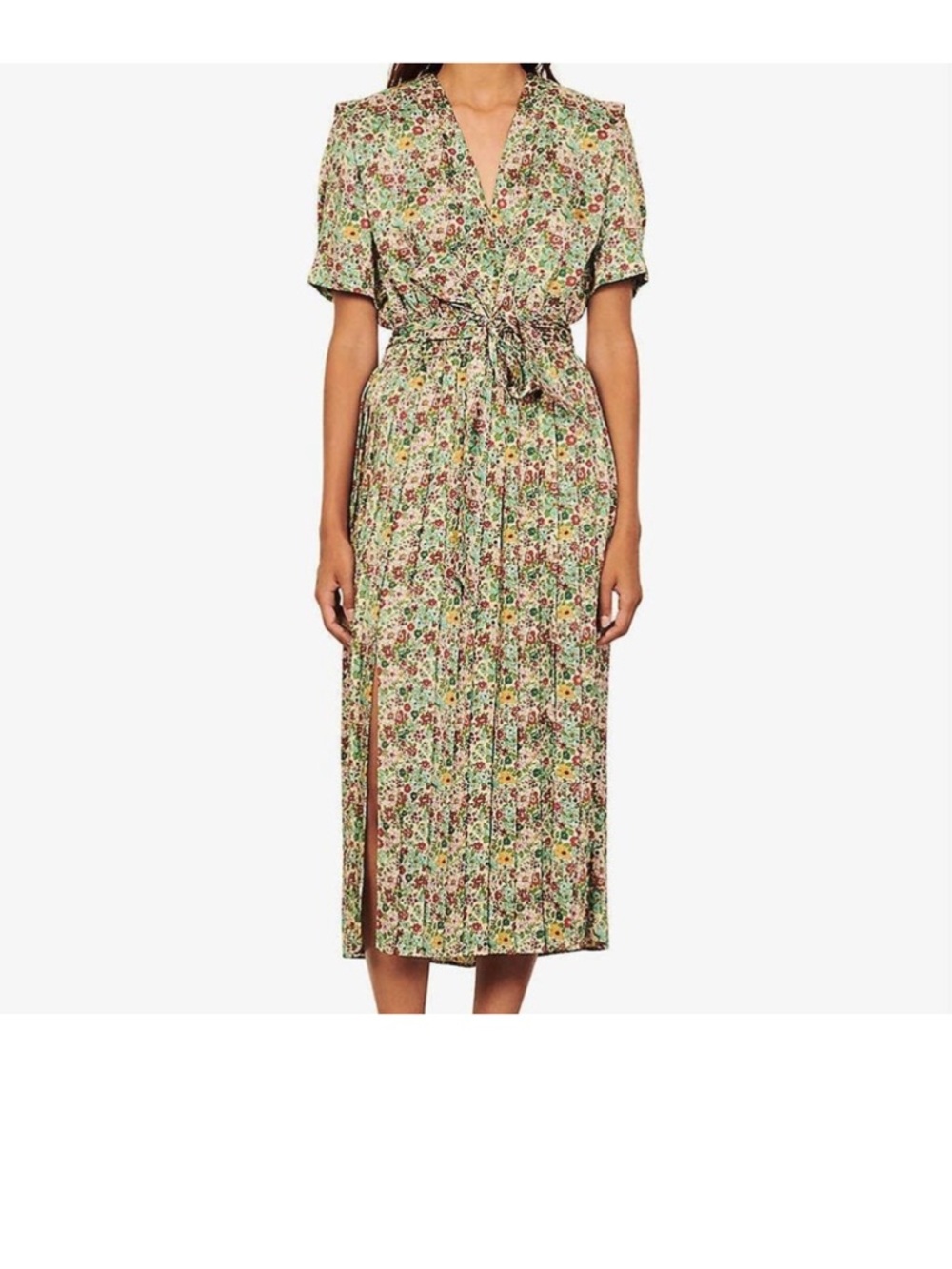 Sandro FIONA Green Floral Dress NWT